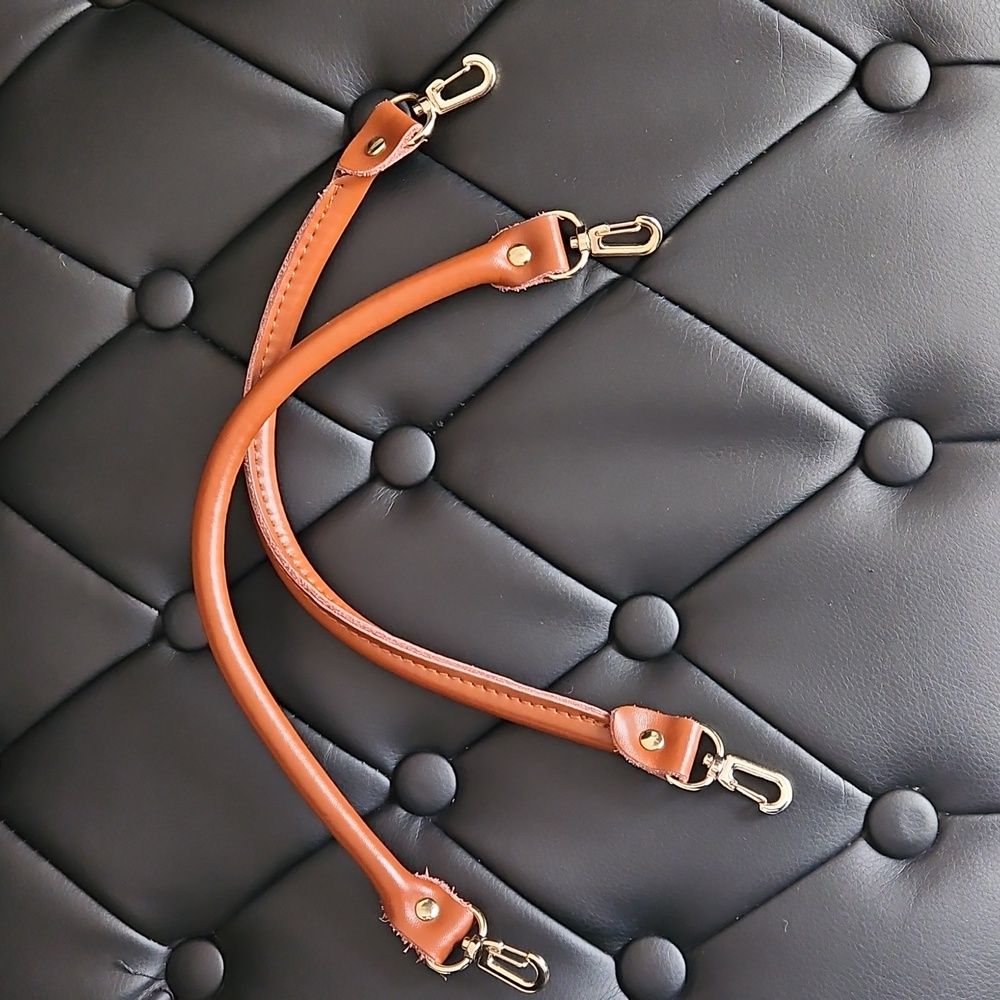 Replacement Bag Straps Brown Leather With Gold . 2 Straps Total NEW